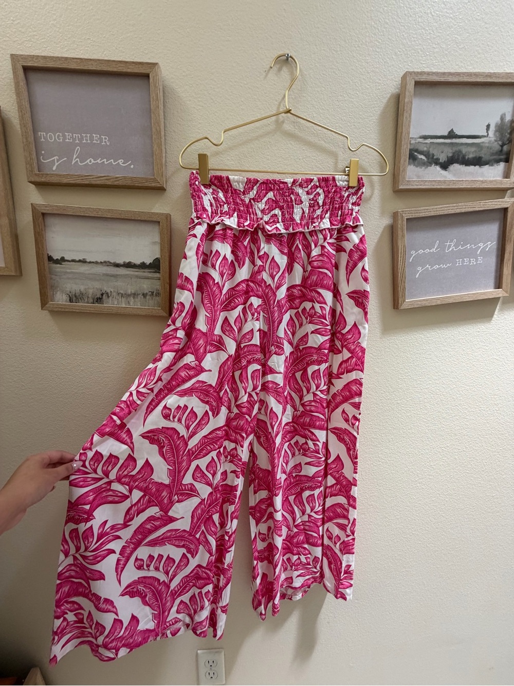 Caribbean Joe Pink Tropical Wide-Leg Jumpsuit